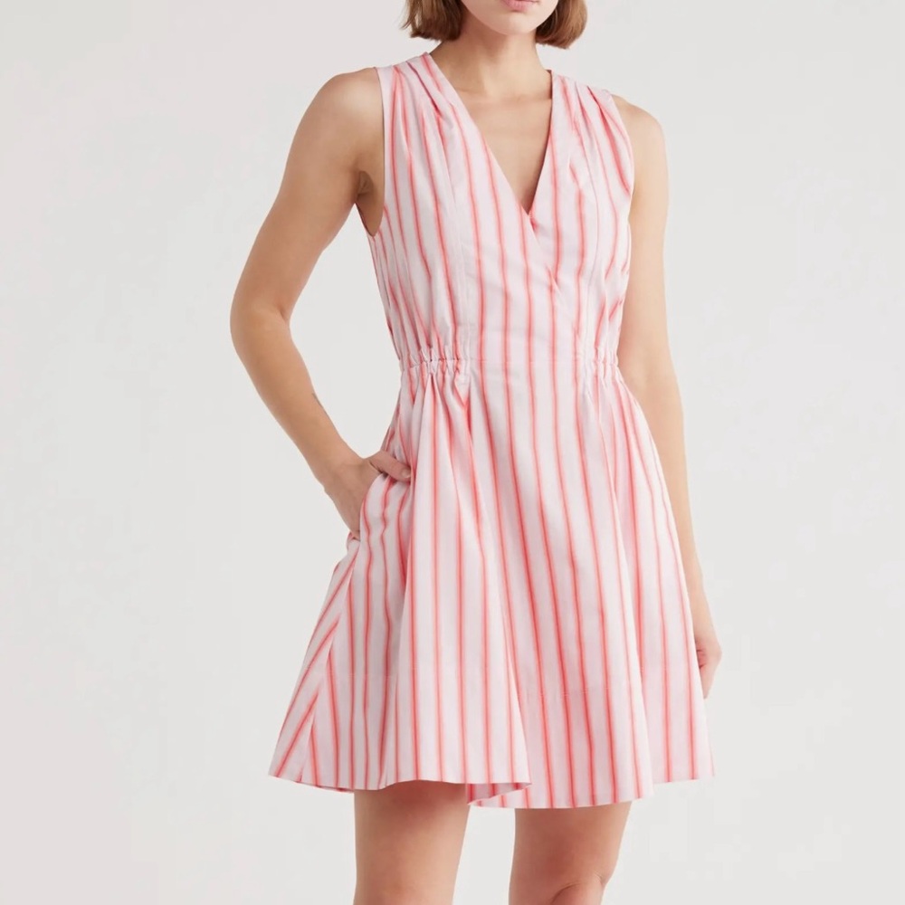 Derek Lam Pink and White Striped Mini Dress